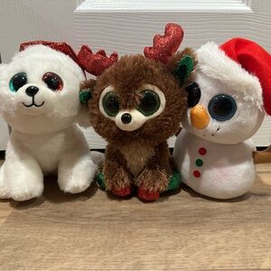 Holiday Plush TY Toy Set - White, Brown, Red